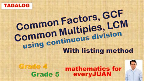 Common Factors Gcf Common Multiples And Lcm Using Continuous Division