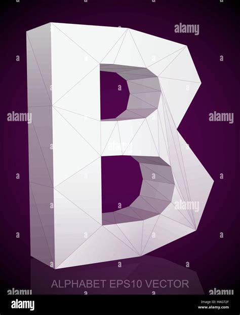 Abstract White 3D Polygonal Uppercase Letter B With Reflection Low