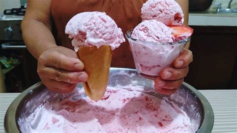 Helado De Fresa Casero Cremosito Receta Facil Sima Youtube