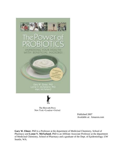 Pdf The Power Of Probiotics Improving Your Health With Beneficial