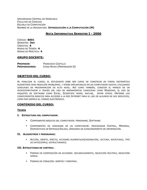 Nota Informativa Facultad De Ciencias Ucv