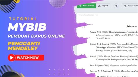 MENGENAL MYBIB VERSI LAIN MENDELEY YANG GA PERLU INSTALL APLIKASI