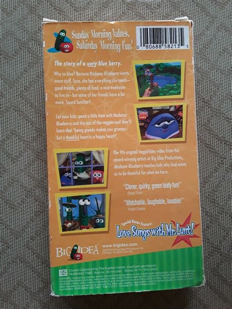 Veggietales Madame Blueberry A Lesson In Thankfulness Vhs 1999 Lnc 4 8 45986021311 Ebay