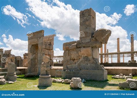 Ruins Statues And Murals Of Ancient Persian City Of Persepolis In Iran