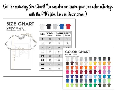 Gildan 5000 Adult T Shirt Color Chart Gildan 5000 Heavy Etsy