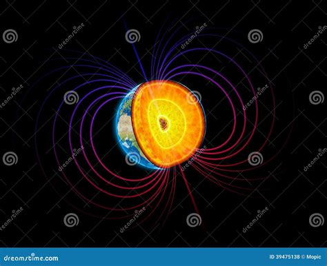 Tierra Cortada Con La Magnetosfera Stock De Ilustración Ilustración