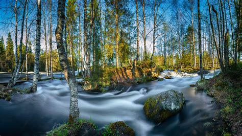 Papeis De Parede Finl Ndia Rios Pedras Parque River Kitkajoki Oulanka