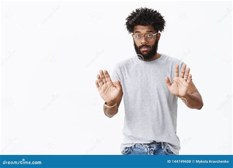 Slow Down And Explain. Portrait Of Calm Confident Handsome African American Masculine Bearded ...