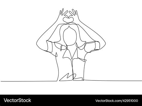 Single One Line Drawing Young Woman Making Vector Image