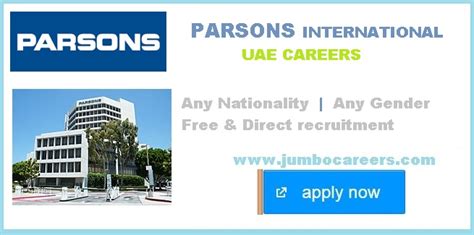 Parsons International Careers Uae With Free Visa