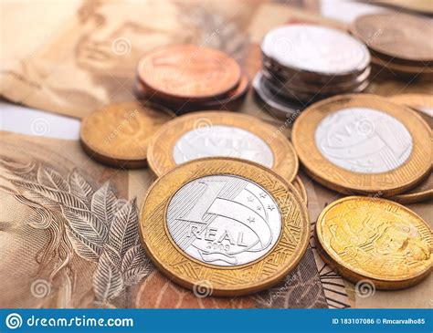 Real Money From Brazil Currency Dinheiro Brasil Reais Stock Photo