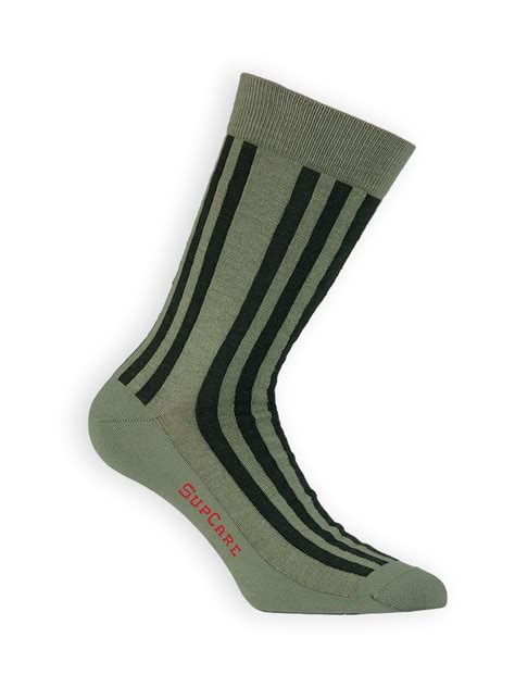 Cottonwool Socks Without Compression Dusty Green With Stripes