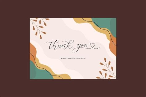 Premium Vector Aesthetic Thank You Card Template With Leaves