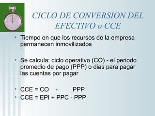 Ciclo De Conversion Del Efectivo Ppt