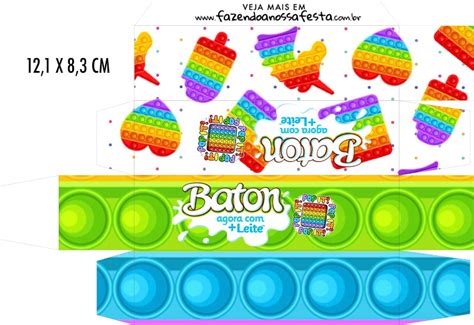 Caixa Baton Pop It Fidget Toys Fazendo A Nossa Festa