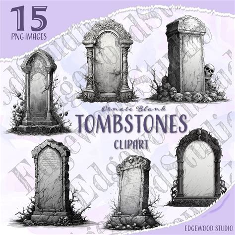 Ornate Halloween Tombstone Clipart Gothic Headstone Spooky Graveyard