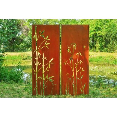 Stahl Gartenmauer Diptychon Bambus Modernes Outdoor Ornament