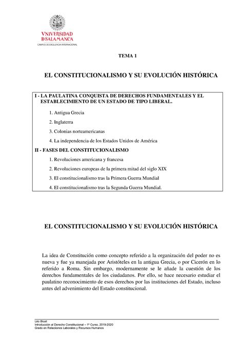 Lecci N El Constitucionalismo Y Su Evoluci N Hist Rica