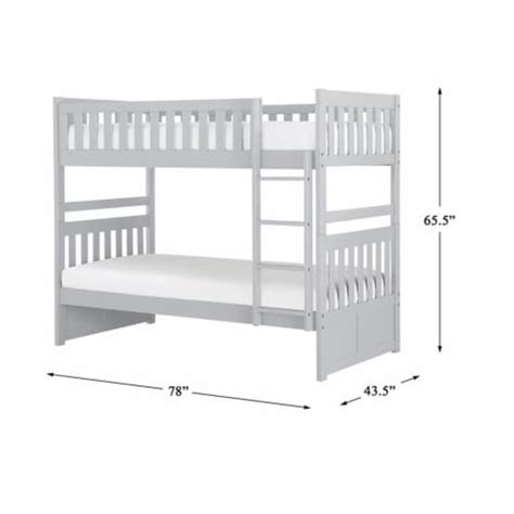 Pemberly Row Transitional Wood Twin Over Twin Bunk Bed In Gray 1 Kroger