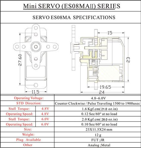 Emax ES08MA II 12g Mini Metal Gear Analog Servo For RC Model RC HOPEZ