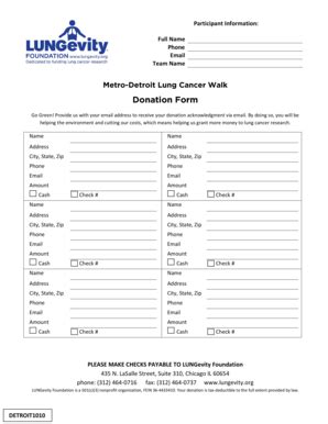 Fillable Online Events Lungevity Metro Detroit Lung Cancer Walk