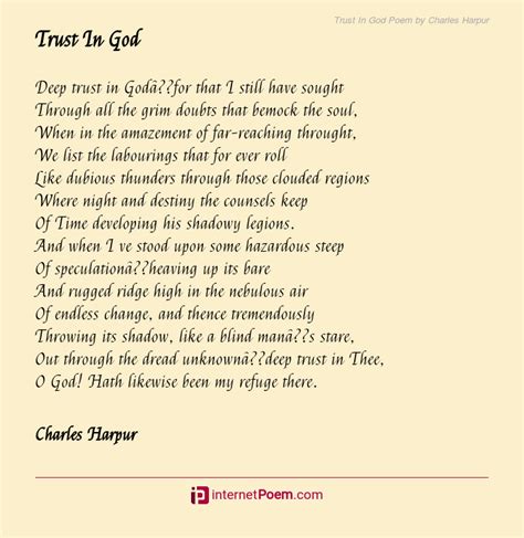 Trust In God Poem By Charles Harpur