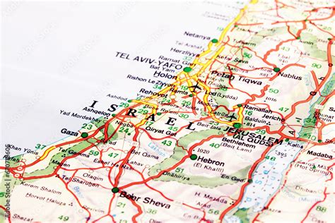 Jerusalem, Israel - October 7, 2023: Jerusalem city road map. Closeup ...