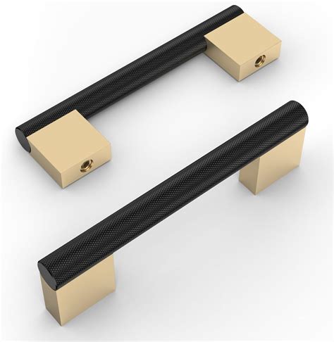 Amerdeco Pack Black And Gold Knurled Cabinet Pulls Inch Mm