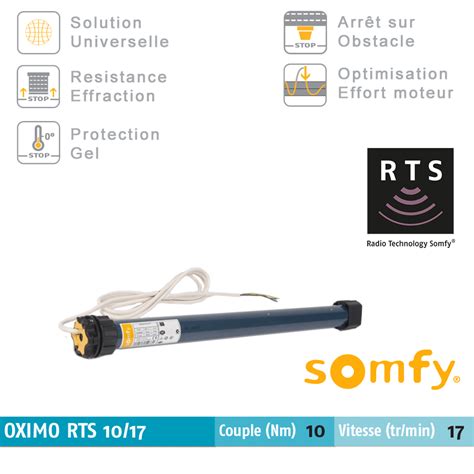 Moteur Radio SOMFY Oximo RTS 10 Nm