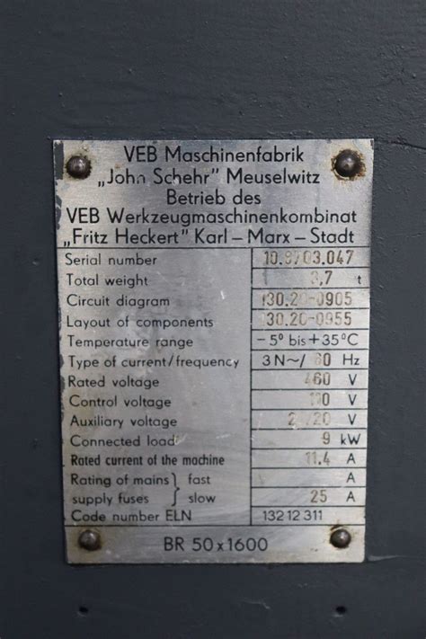 Heckert WMW BR 50 X 1600 5 X 13 Radial Arm Drilling Tapping Machine