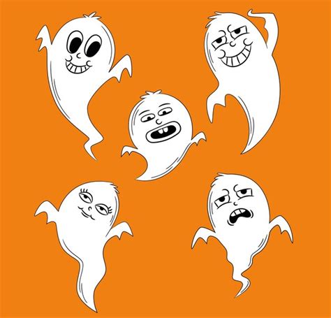 Vector Lindo Del Conjunto Del Fantasma De Halloween Vector Premium