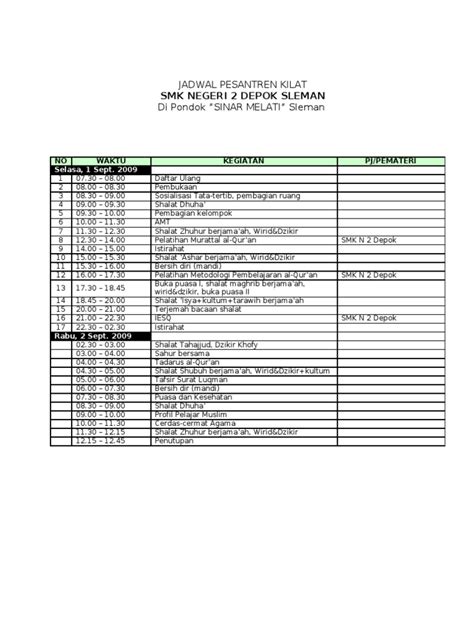 PDF JADWAL PESANTREN KILAT DOKUMEN TIPS