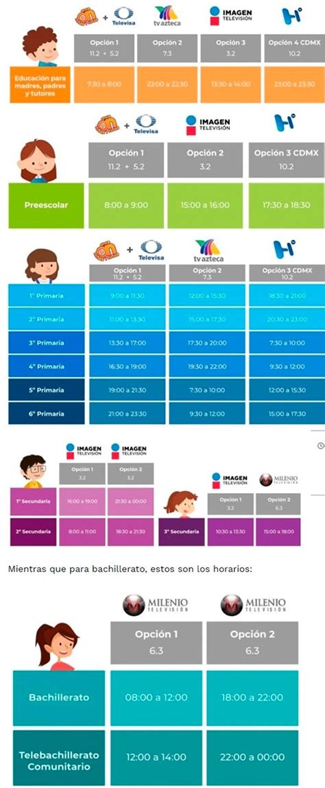 Horarios Para El Proximo Ciclo Escolar