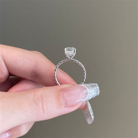 Crushed Ice Elongated Cushion Cut Ring Etsy