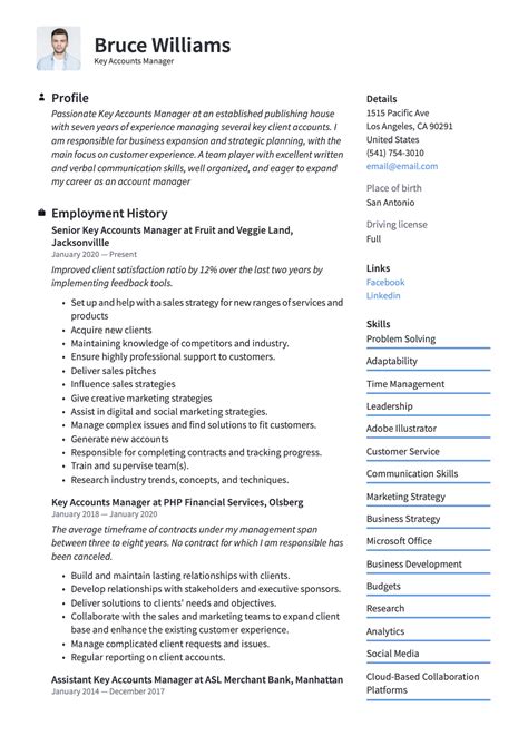 Key Account Manager Resumes Guide Examples Pdf