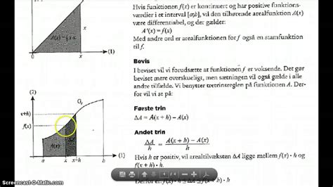 Bevis For At Arealfunktionen Er En Stamfunktion Til F Youtube