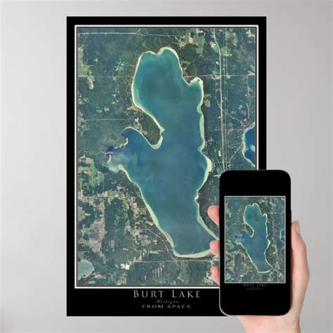 Burt Lake Michigan Satellite Poster Map Zazzle