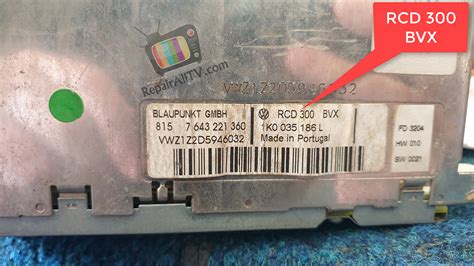 BLAUPUNKT RCD 300 BVX 95640 BIN CODE VWZ1Z2 1K0 035 186 L