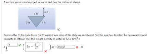 Solved A Vertical Plate Is Submerged In Water And Has The Chegg