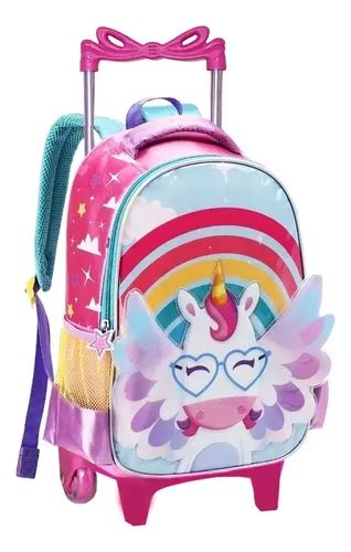 Mochila Unicórnio Rodinhas Infantil Feminina Denlex Grand 2h