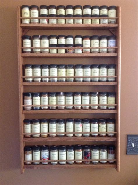 Shelf Wall Mounted Oak Spice Rack Etsy