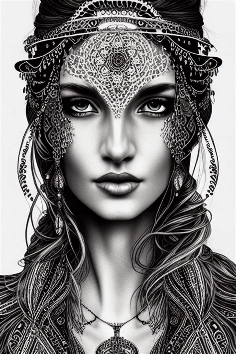 Beautiful Bohemian Gypsy Woman Graphic · Creative Fabrica