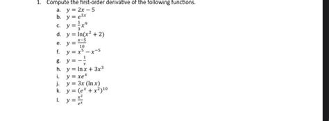 Solved Compute The First Order Derivative Of The Following