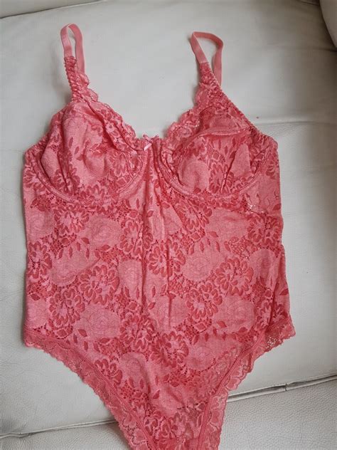 Vintage Lace Bodysuit Pinup Nude One Piece Small 8 Gem