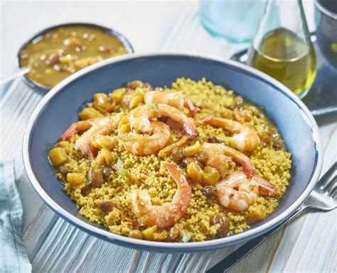 Poêlée De Crevettes Sauce Façon Tajine Et Couscous Parfumé Recette Tipiak