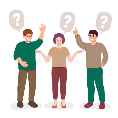 Flat People Asking Questions Set Vector Illustration Stock Vector