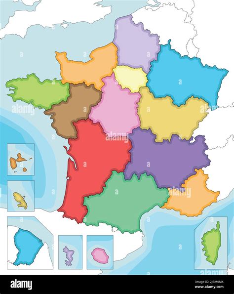 Vector a illustré une carte vierge de la France avec les régions et