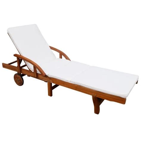 Chaise Longue Avec Coussin Bois D Acacia Solide SURENHAP J06556