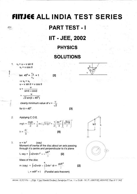 Fiitjee Question Papers From Rankers Study Material For Iit Jee By S