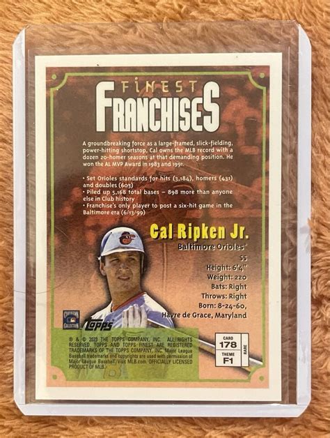 2023 Topps Finest Flashbacks Cal Ripken Jr Franchises Gold Rare 178